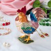 FJ FENGZHIJIE Chicken Trinket Box with Golden Crystal Enamel Design,