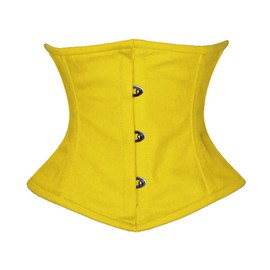Luvsecretlingerie Full Steel Boned Cotton Waist Cincher Underbust Shaper Corset,XL (For waist 34"-35"),Yellow