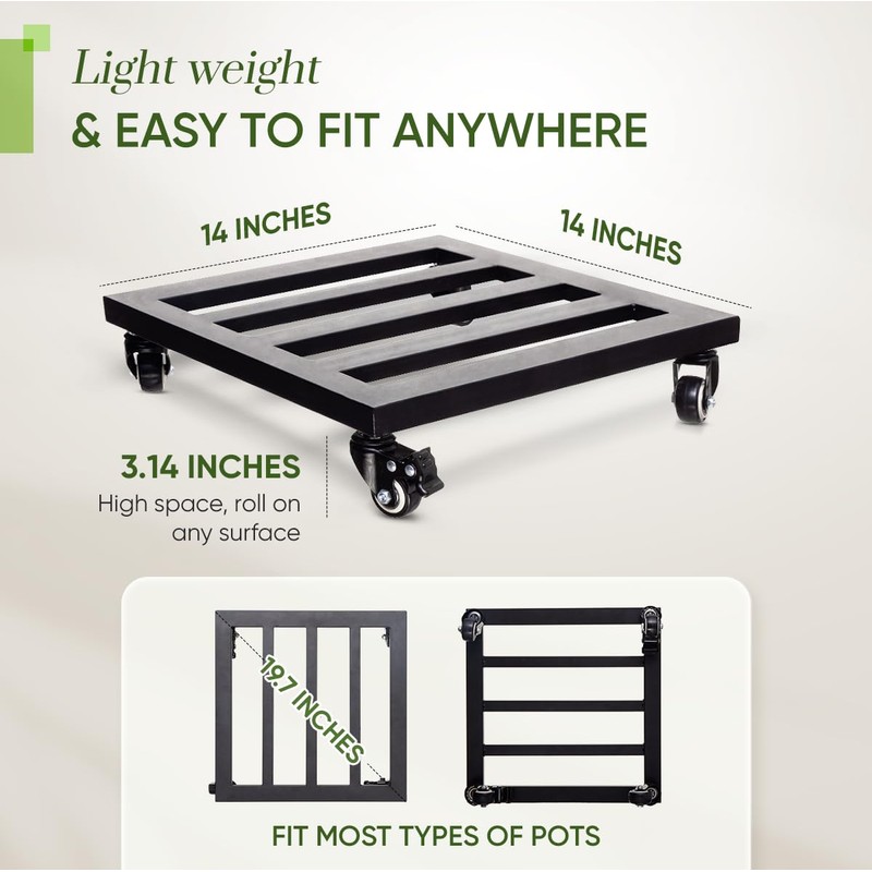 IDZO Upgraded apacity 385lbs, 14Inch Plant Caddy with Wheels Heavy