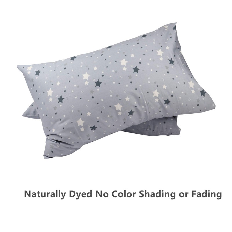 2 Piece Grey Star Pillow Case Queen Size, 100% Cotton,