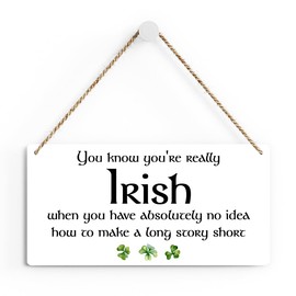 iRudyard Hanging St Patricks Day Wood Decor Sign, Funny St Patricks Day Gifts for Irish, Home Signs Decor, Irish Blessing Sign, St Patricks Day Decor, Rustic Farmhouse Decor - 12 x 6 Inches