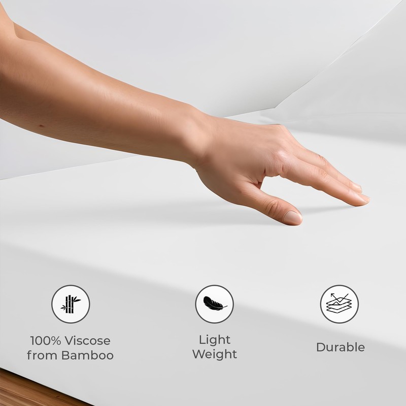 LINENWALAS Small Double Fitted Sheet 122x190 cm, 100% Organic Bamboo