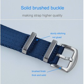 MZBUTIQ Blue Watch Strap 20mm Seat Belt Nylon Watch Bands One-Piece 4 Ring Military Watch Bracelet