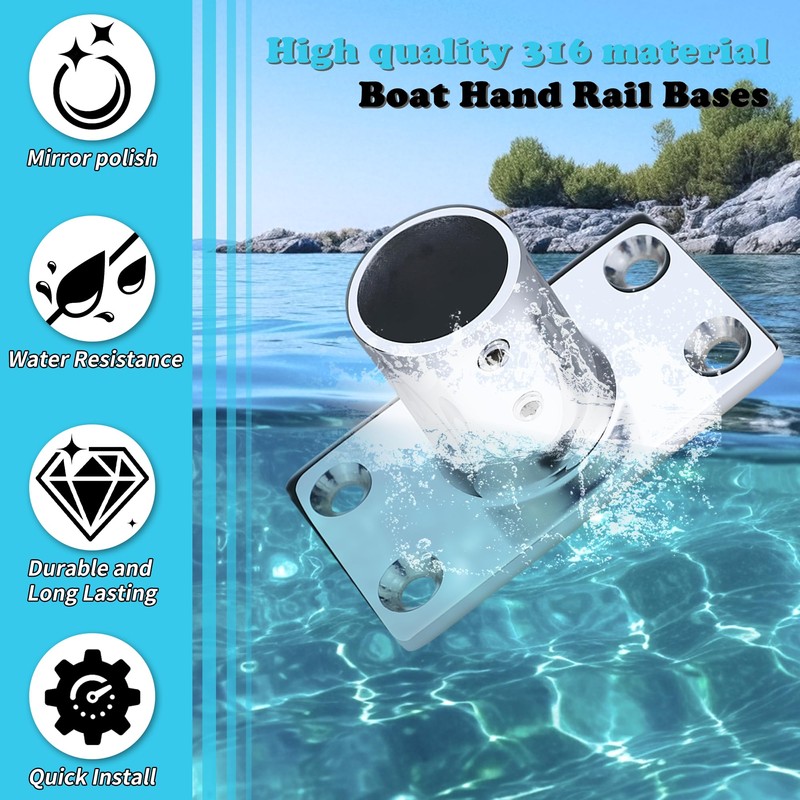 Boat Hand Rail Bases 316 Stainless Steel 90° Rectangular –