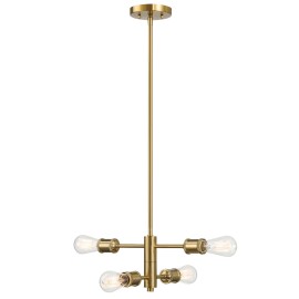 Ashcroft Emart Four-Light Modern Metal Pendant with Satin Brass Finish