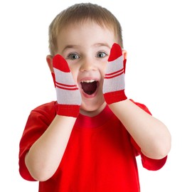 SATINIOR 3 Pairs Toddler Magic Stretch Mittens Little Girls Knit Mitten Baby Boys Winter Knitted Gloves (Multicolor 14, 1-4 Years Size)