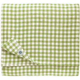 Linen & Cotton Tablecloth Table Linen Checked Country House Style Estella - 100% Linen, White / Green (100 x 100 cm) Square Festive Spring / Home Kitchen Restaurant Cafe Hotel Catering