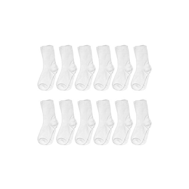 Falari 12-Pack Boy Toddler Kids Cotton Crew Socks 4-6 White