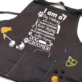 JXGZSO Dog Groomer Gifts Dog Groomer Apron Pet Grooming Apron Dog Hairdresser Gifts Dog Stylist Gifts Dog Groomer Smock (CA Dog Washing)