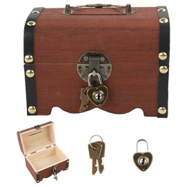 QINGYIWL Mini Treasure Chest Wooden 14.5 x 10 x 9.5 cm Vintage with Lock Storage Treasure Chest Small Treasure Chest for Storage and Decorating Small Treasure Chest for Children's Birthday