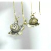 New Adorable Petite 3-D SNAIL Antique Gold-tone Drop Dangle Earrings