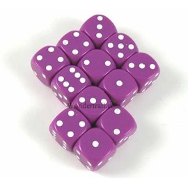 Wondertrail Light Purple Dice White Pips D6 12mm (1/2in) Pack of 12 WCX25827E12