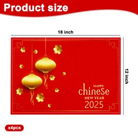 SINGOMON 2025 Chinese Red Placemats Red Plate Mats Chinese Spring Festival Table Mat for Chinese New Year Decorations 2025