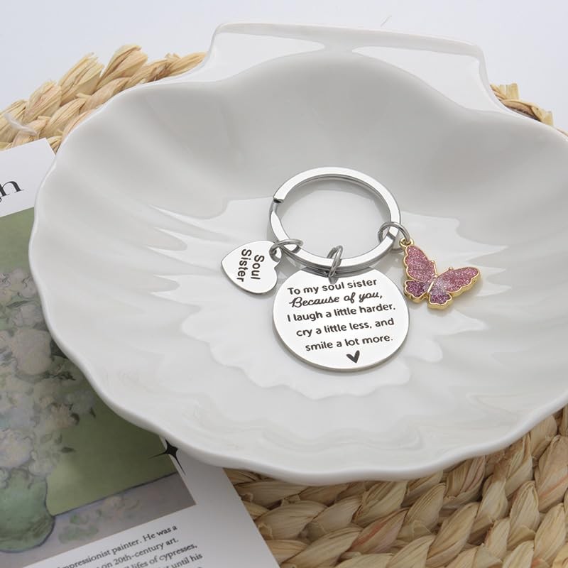 Soul Sister Keychain for Women - Best Friends Birthday and