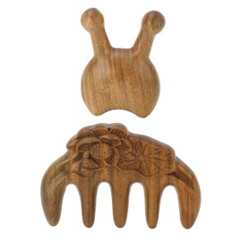 Massage Hair Comb Head Scalp Meridian Comb Y Shape Wooden Nose Scraper Multifunctional Massager Tool