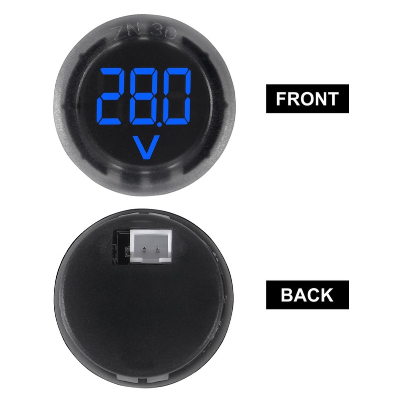 XIITIA 3pcs DC 4-100V LED Digital Display Circular Two-Wire Voltmeter