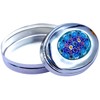 Dekorative Pillendose aus Metall mit Blumenmosaik, Murano-Design, Blau und Rosa,
