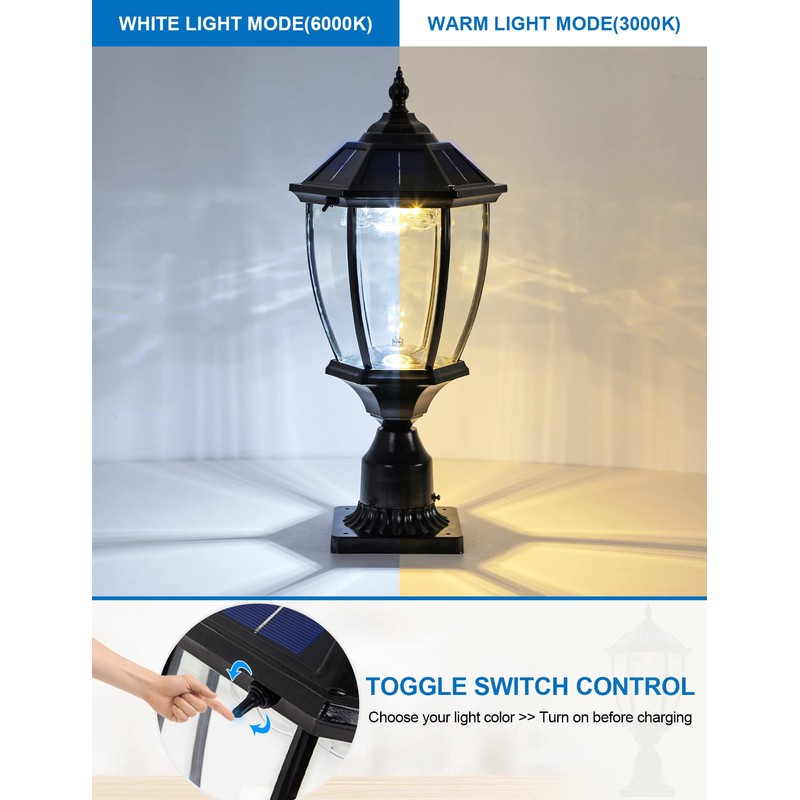 GYDZ Solar Outdoor Lamp Post Light with Dusk to Dawn