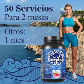 Aminoácidos Bcaas  Glutamina Kraken 1kg 100 Servicios                                                                                                 