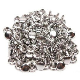 100 Pcs Leather Rivets, 10mm x 10mm Double Cap Rivets Metal Studs for Clothes Shoes Handbag Belts Crafts, Silver