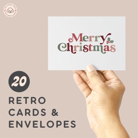 Two Poodle Press Vintage Christmas Cards with Envelopes, Retro Christmas Cards, Boxed Christmas Cards, Merry Christmas Cards with Recycled Envelopes, Boho Christmas (20 Cards & Envelopes)