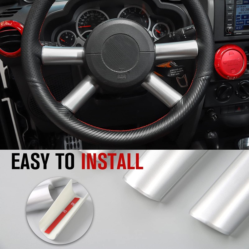 Steering Wheel Cover Trim Interior Decaration for 2007-2010 Jeep Wrangler