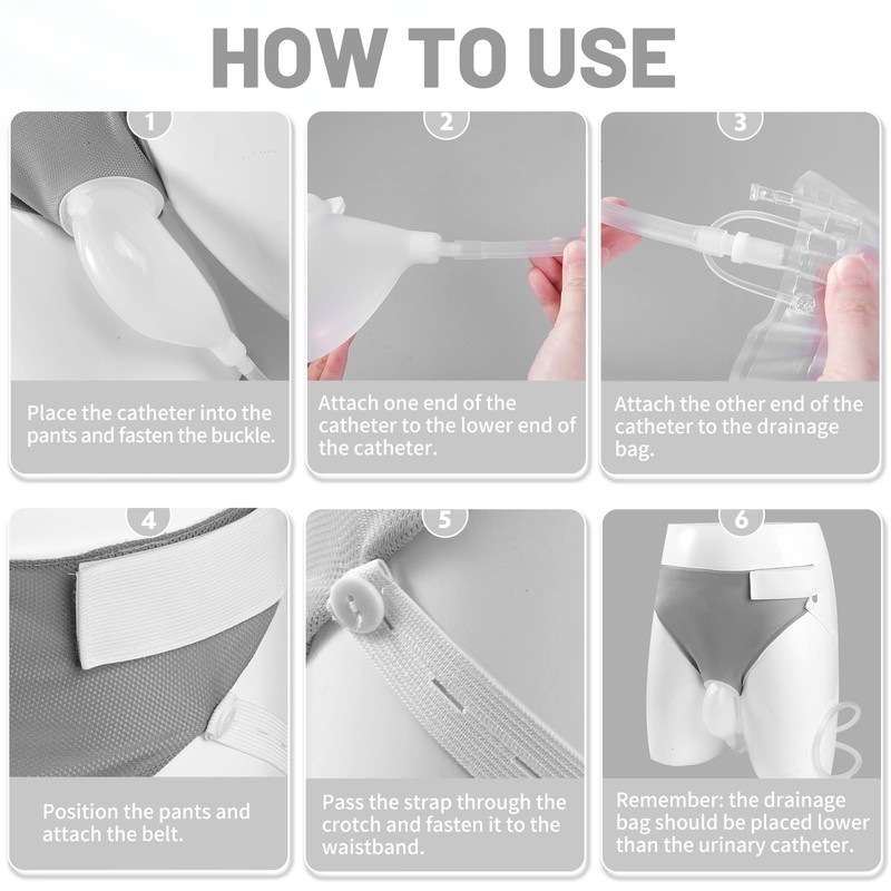 Wearable Urine Collector with 1000ml*2 & 2000ml*1 Urine Collection Bags