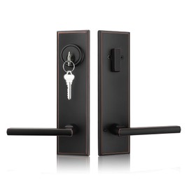 Haidms Oil Rubbed Bronze Front Door Handle Set, Entry Door Lever and Deadbolt Set with Reversible,Exterior Door Lock Set, Modern Square Front Door Hardware