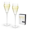 Viski Angled Prosecco Sparkling Wine Glasses, Crystal Clear Long Stemmed