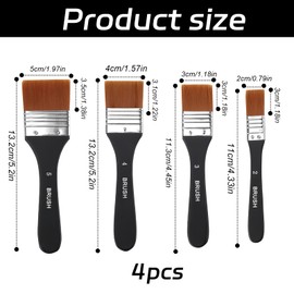 4Pcs Acrylic Paint Brushes, Nylon Oil Paint Brushes Set, 4 Sizes Brushes for Acrylic Painting, for Applying Gesso Acrylic Paints Oil Paints Watercolor