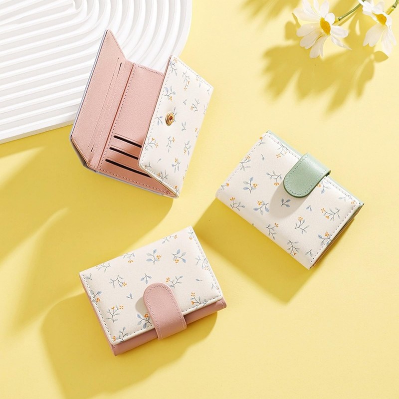 Bakurok Small Wallet for Women Cute Slim Trifold Wallet Floral