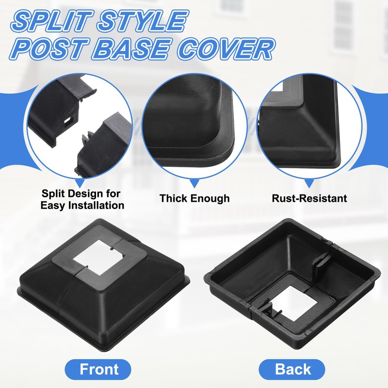 uxcell 12Pcs Post Base Cover, 3.5"x3.25" (Internal Size 1"x1") PVC