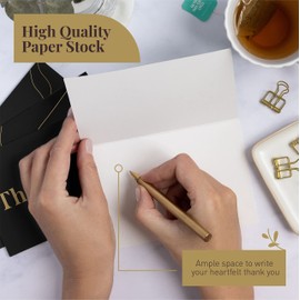 Rileys & Co Thank You Cards with Matching Envelopes | 50-Count, Gold Foil - Blank Note Cards, Perfect for Wedding, Business, Gift Cards, Graduation, Baby Shower, Funeral (Black)