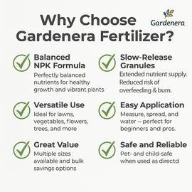 Gardenera 13-13-13 Slow Release Granular Fertilizer – All Purpose Plant Food 13 13 13 for Outdoor Grass, Vegetables, Roses, Flowers, Shrubs, Trees. Lawns, Gardens, Potted Plants (12 OZ)