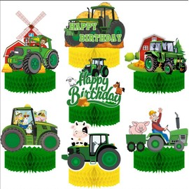 Tractor Farm Party Decorations, Farm Animal Barn Honeycomb Centerpiece Green Tractor Birthday Supplies Table Toppers for Kids Birthday Baby Shower Party Decor (farm)