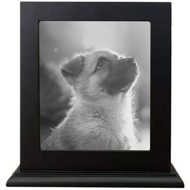 Pet Wooden Memorial Urn for Ashes, Picture Frame Storage Box for Dogs Cats, Funerary Caskets Supplies Burly Wooden Urns Pet Lovers, Black