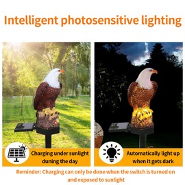 YZYOE Solar Energy Eagle Light, Garden Decoration Resin Cute Animal Ground Lamp,Wireless Dusk to Dawn LED Sconce Lights Waterproof.