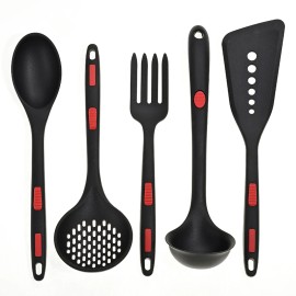 Premium Silicone 5pcs Kitchen Utensil Set Heat Resistant Cooking Gadgets Set Including Spatulas Pliers Spoonscolor: Green, size: 12*10*36cm
