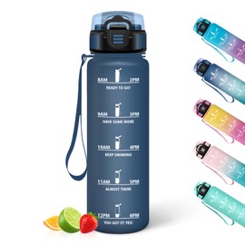 HoneyHolly Water Bottle, 500 ml Children's Water Bottle, Waterproof Water Bottle, Reusable with Time Scale, Sports Water Bottle for Running, Cycling, Work, School, Gym