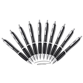 Libetui Set of 10 Ballpoint Pens Ergonomic Black Ink Non-Slip Grip Zone Large Capacity Black Retractable Ballpoint Pens Black Writing Pens Pack of 10 Black