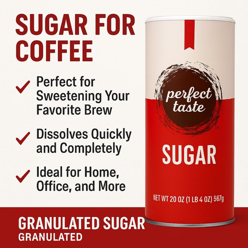 Perfect Taste Granulated Sugar – 20 oz Sugar Canister –