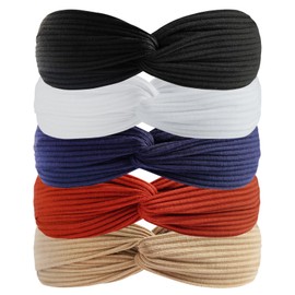 scicent Women's Headbands, Elastic Headband, Summer Twisted with Bow for Girls, Hair Bands, Sports, Yoga, Hair Accessories, Pack of 5, 13414