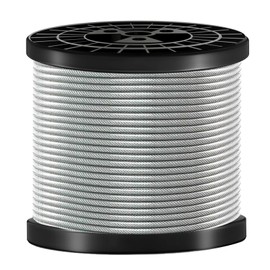 FOLUXING 100FT 3/16" Wire Rope, Vinyl Coated Aircraft Cable for Cable Railing System,String Light Hanging,Porch Fence DIY Balustrades,1/8Inch (3 mm) Overmolded to 3/16 Inch(5mm)