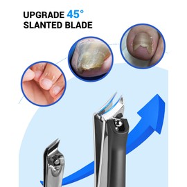 Ingrown Nail Clippers Set, Slanted Toenail Clippers & Fingernail Clipper for Mens Thick Toenails for Seniors, Heavy Duty Large Nail Cutter for Women, Adult, Angled Nail Clippers for Seniors