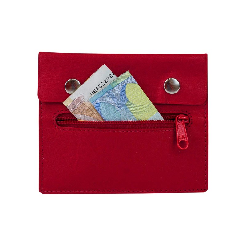LEAS Travel Line Neck Pouch Real Leather Red, red, Neck
