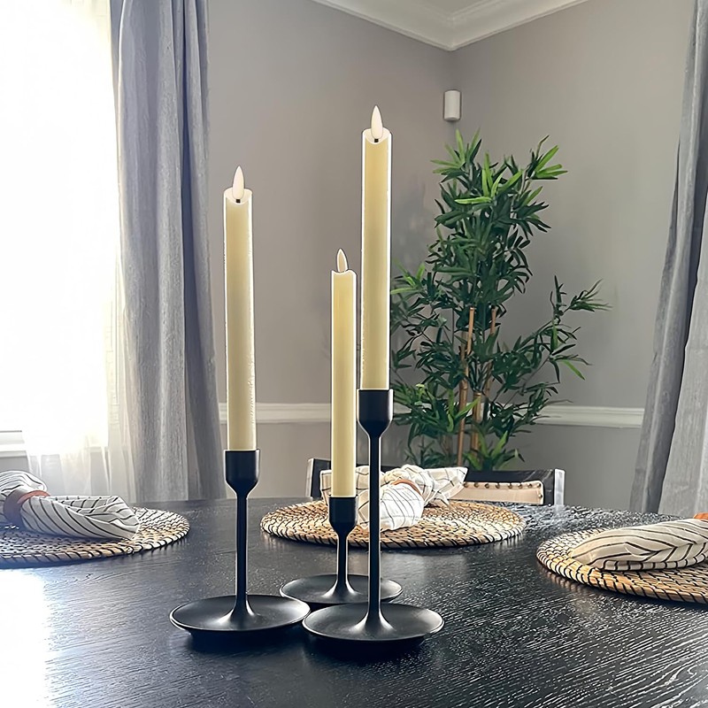 salipt Flameless Ivory Taper Candles Flickering with Timer and 10-Key
