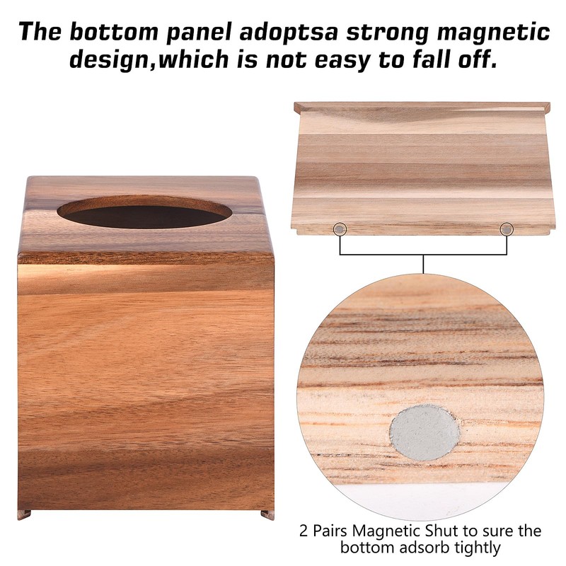 KYDIFS Tissue Box Cover Square, Acacia Wood Tissue Box Holder