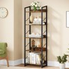 Hosfais 5 Tier Tall Bookshelf: Industrial Wood Book Shelf with