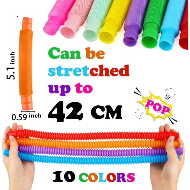 Siwarm 52 Pack Pop Tubes Fidget Toys Kids Party Favors