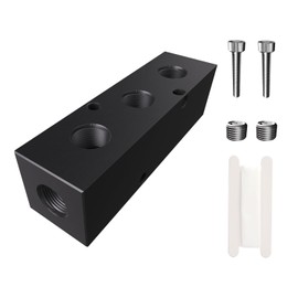 CNZG PNEU Air Compressor Manifold, Line Hose Splitter 3 way 5 port Pneumatic Manifold Air Distribution Block with Accessories 1/4" NPT inline